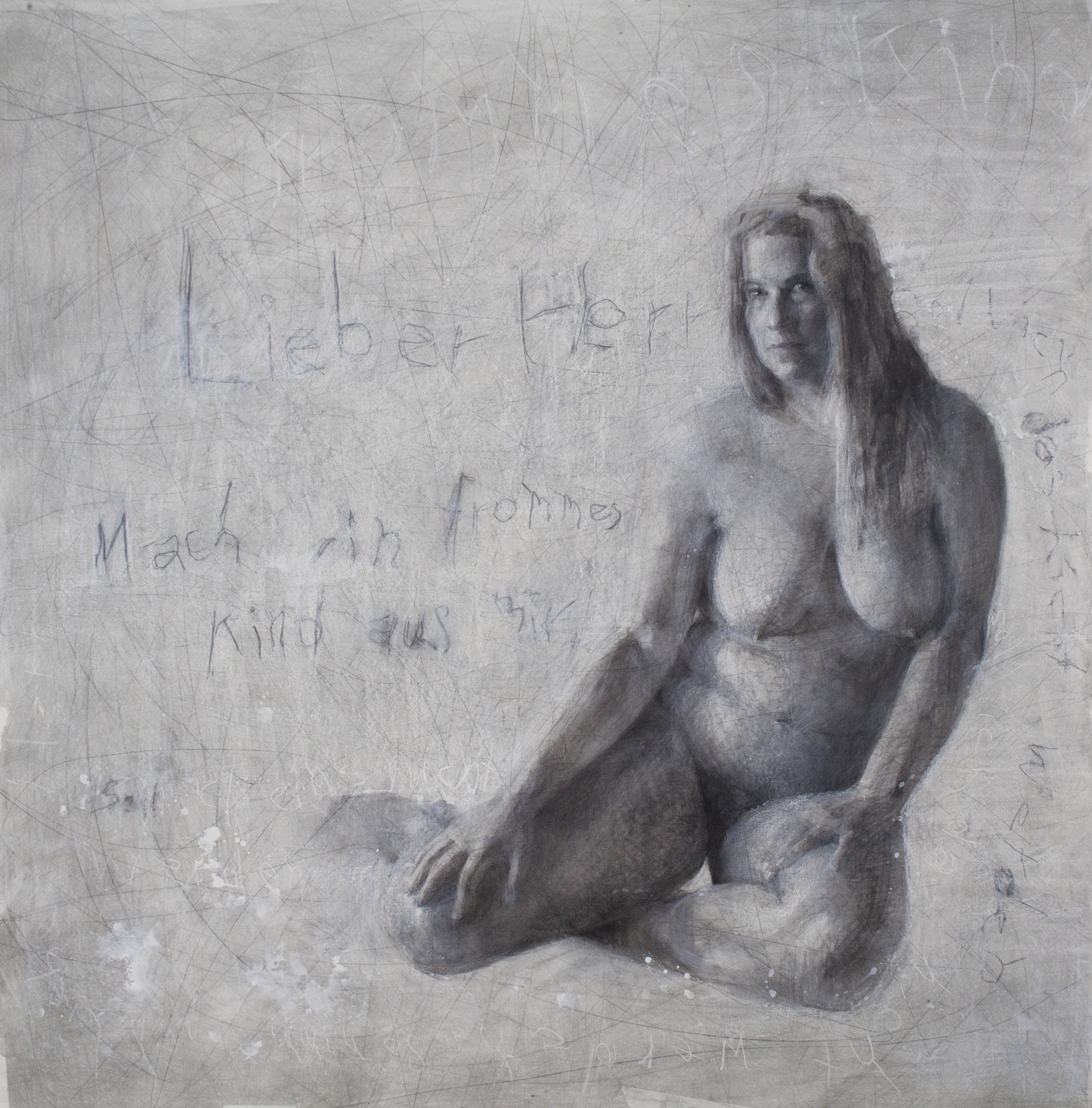 Menschen wachen, 2014, Kağıt üzerine karakalem ve karışık teknik- charcoal and mixed media on paper, 152×158 cm